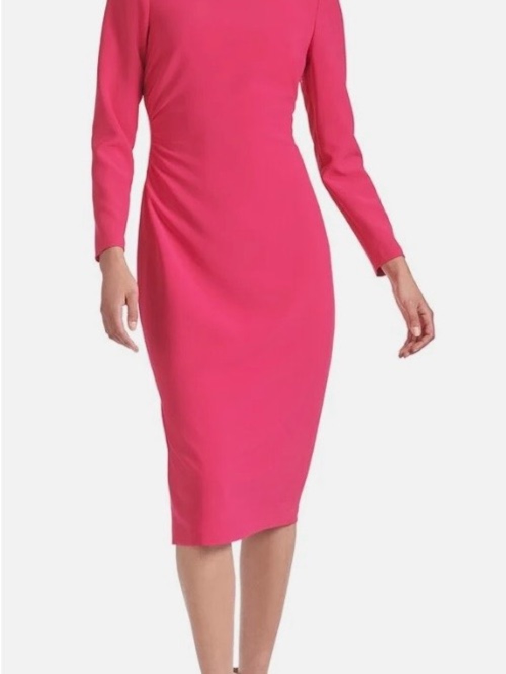 Sachin + Babi Dee Pink Gathered midi Long-Sleeve Dress